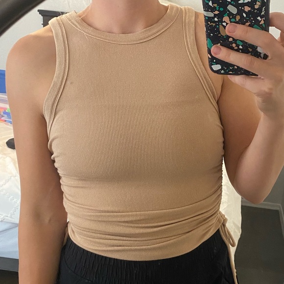 Lulus Tops - Tan ribed side cinch tank